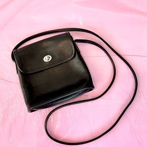 Coach Vintage Tango Flap Black Leather Crossbody Bag #9049